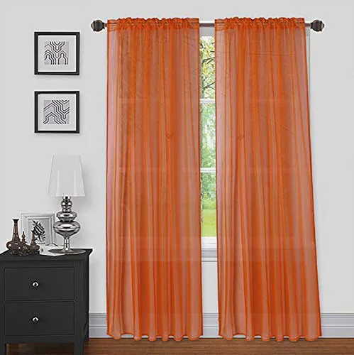 Vista 18 de Sapphire Home Cortinas traslúcidas negras de 63 pulgadas de largo, juego de 2 paneles de cortinas traslúcidas, filtrantes de luz, cortinas Negro