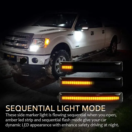 Vista 6 de D-Lumina Reflector de espejo lateral LED secuencial, luces direccionales, lente ahumada, compatible con Fo-rd F150 2009-2014, luz intermitente