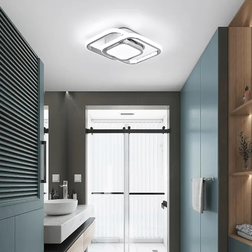 Vista 8 de CANEOE Lámpara de Techo Cuadrada para Pasillo, 6000K Blanco Frío Luz de Techo Moderna de Montaje al Ras, Accesorios de Iluminación LED Cromados