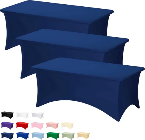 Vista 51 de Fixwal Paquete de 6 Manteles de Mesa Rectangulares, Cubierta de Mesa de 6 Pies, Mantel Blanco Rectangular Ajustado Elástico Rectangular, Cubierta