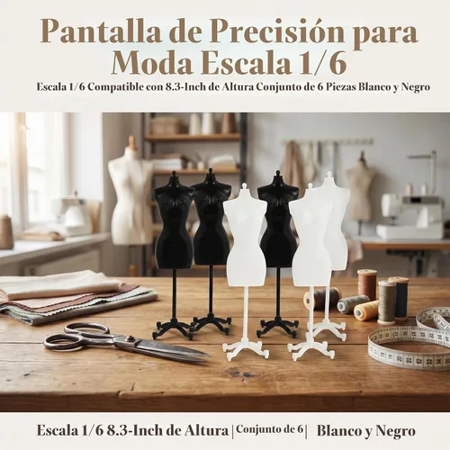 Vista 4 de Healifty 6 piezas de forma de vestido de muñeca, soporte de modelo de mini maniquí de 8.3 pulgadas para exhibición de ropa de muñeca a escala 1/6