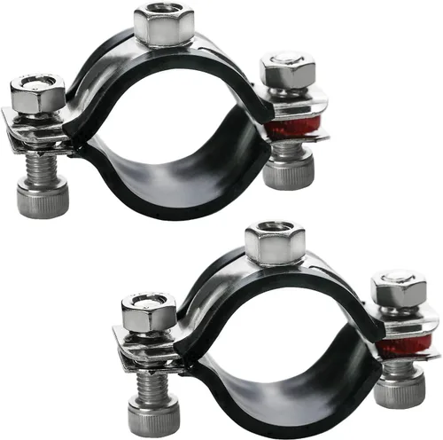 Vista 8 de Paquete de 2 soportes de tubo, abrazadera de tubo de montaje en pared y techo de acero inoxidable 304 con anillo colgante y tornillos para tubo