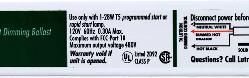 Vista 3 de Lutron ECO-T528-120-1 ECO-10 Balasto fluorescente electrónico de inicio rápido