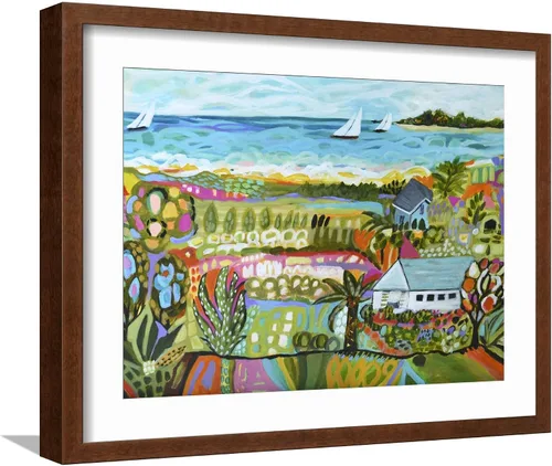 Vista 17 de ART.COM Karen Fields - Lienzo enmarcado para pared, diseño de fantasía náutica, decoración escénica, 16 x 12 pulgadas, marco negro con paspartú