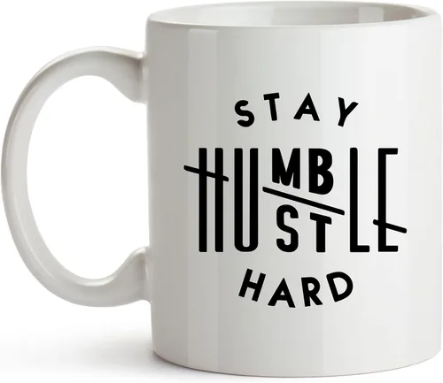 Vista 7 de YouNique Designs Taza dura Stay Humble Hustle, de 11 onzas, taza de café para hombres y mujeres, taza de café Boss Lady para mujeres, taza de café