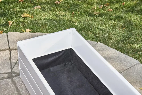 Vista 3 de NuVue Products 26005 - Cama de jardín con terraza al aire libre para cultivar plantas y flores comestibles, caja elevada con panel de veta de madera