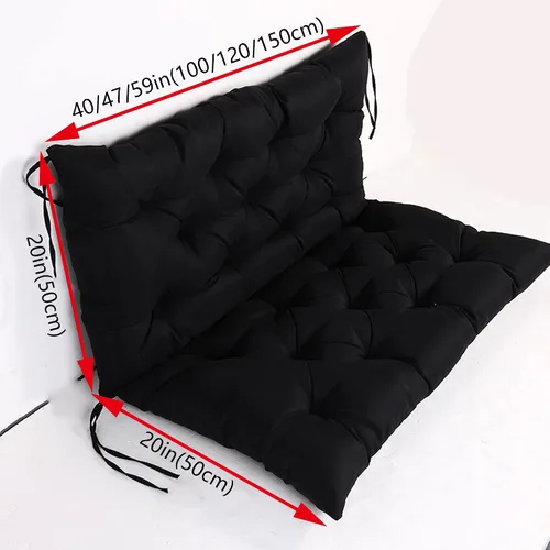 Vista 4 de Cojines de banco de repuesto suaves y gruesos con lazos, cojín para silla colgante, cojín de sofá tatami para suelo, almohadilla de banco Negro