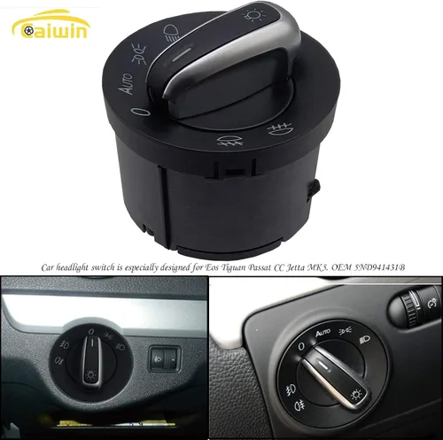 Vista 3 de 5ND941431B - Interruptor de control de faros delanteros antiniebla, interruptor integrado compatible con Volkswagen VW 2009-2012 CC, 2007-2012 Eos