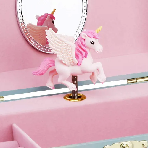 Vista 8 de RR ROUND RICH DESIGN Joyero musical para niños con temática de unicornio y flores para niñas