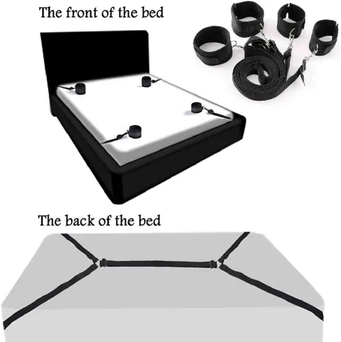 Vista 2 de Cuerda sexual para cama de tamaño queen, correas de cama para adultos, colchón King, sujeción sexual para tobillos y muñecas, bar, hombres, pulseras