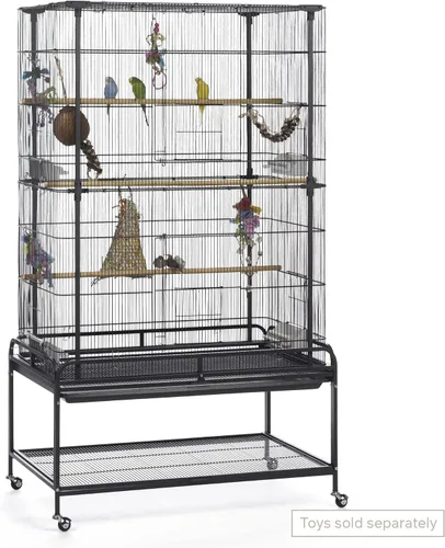 Vista 9 de Prevue Pet Products F085 - Jaula para pájaros de vuelo con soporte, color negro