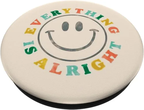 Vista 2 de Feliz cita positiva preppy estética beige sonrisa cara PopSockets Standard PopGrip