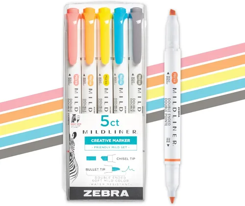 Vista 37 de Zebra Pen Mildliner - Resaltadores de doble punta, puntas anchas y finas, ideales para resaltar la Biblia, sin sangrado, suministros escolares