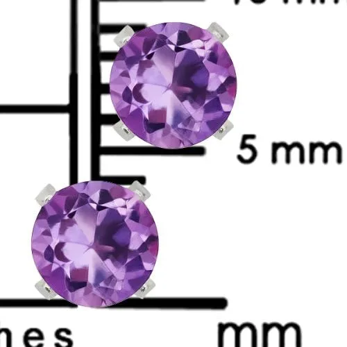 Vista 8 de Gem Stone King Juego de 3 aretes redondos de amatista, citrino y peridoto de 0.157 in para mujeres y hombres en plata de ley 925, Plata de ley