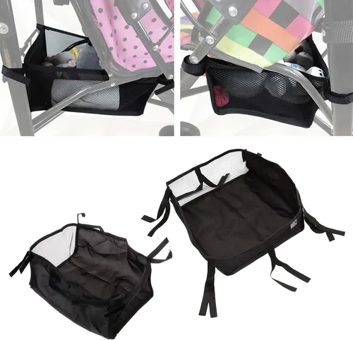 Vista 2 de Cesta con múltiples bolsillos, adecuada para una variedad de cochecitos, amplio espacio de almacenamiento, cesta de almacenamiento de accesorios