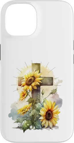 Vista 4 de Faith Christian Cross Watercolor Sunflower Flowers Case for iPhone 17