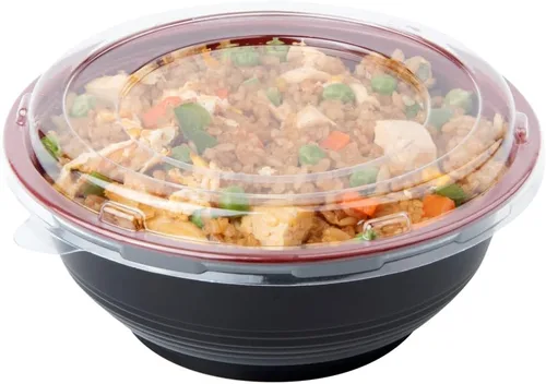 Vista 18 de Restaurantware Tazones de plástico para alimentos de 18 onzas, 200 recipientes desechables con tapa, aptos para Mircowave, sin BPA, cuencos