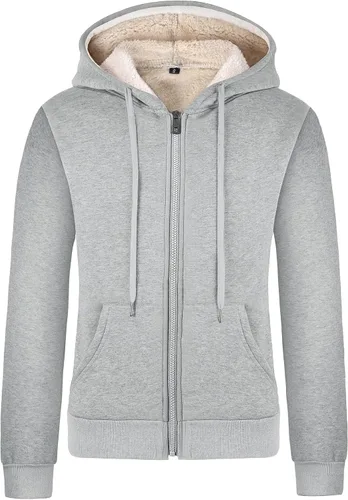 Vista 13 de Gihuo - Sudadera con capucha y cremallera para mujer, forro de Sherpa, chaqueta de invierno con forro polar cómoda Verde Armada (ArmyGreen)