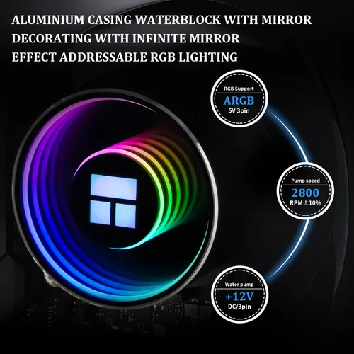 Vista 5 de Thermalright Frozen Notte 120 ARGB - Enfriador de CPU líquido negro con ventilador ARGB de 120 mm y PWM - Hasta 2000 RPM, para AMD/AM4/AM5, Intel