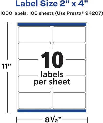 Vista 5 de Avery Etiquetas rectangulares impermeables con alimentación segura, Blanco