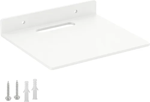 Vista 14 de Pequeño estante flotante – 0.118 in de grosor, 6.5 pulgadas, estante de pared de metal, estantes flotantes de metal para eco, cámaras, altavoz