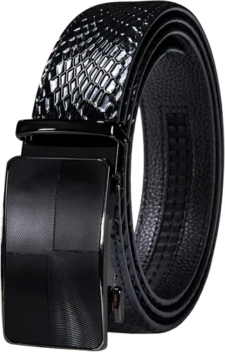 Vista 4 de Dubulle Mens Belt Ratchet Buckle Adjustable Fashion Leather Designer Sliding Strap for Business Wedding Gift