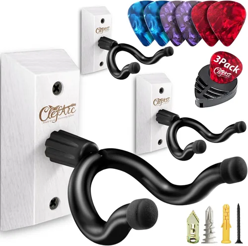 Vista 9 de Percha de pared para guitarra, paquete de 2 unidades Nuez Negra 2 Pack