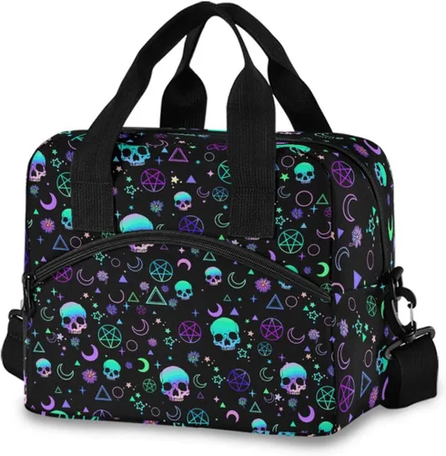 Vista 10 de Bolsas de almuerzo coloridas de conciencia sobre el autismo para mujeres y hombres, lonchera aislada reutilizable, correas de hombro ajustables