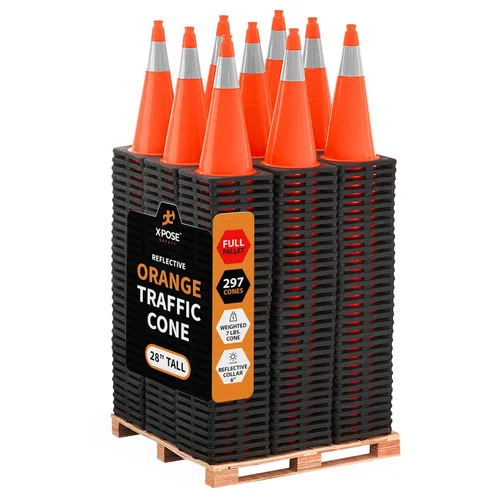 Vista 40 de Xpose Safety Conos de tráfico naranjas de 12 pulgadas con collar de 4 pulgadas, paquete de 4 conos de seguridad de plástico PVC multiusos