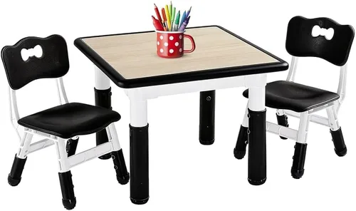 Vista 12 de FUNLIO Juego de mesa y 2 sillas para niños, juego de mesa y sillas para niños de 3 a 8 años, fácil de limpiar, mesa de artes y manualidades
