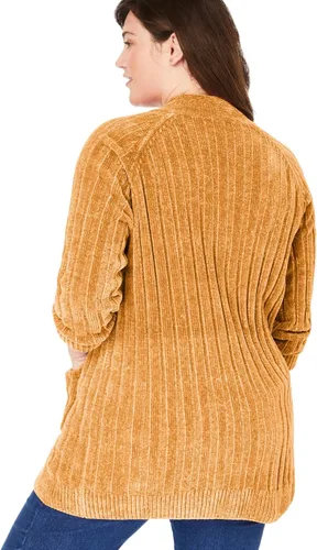 Vista 4 de Woman Within Cárdigan de chenilla con frente abierto para mujer, talla grande