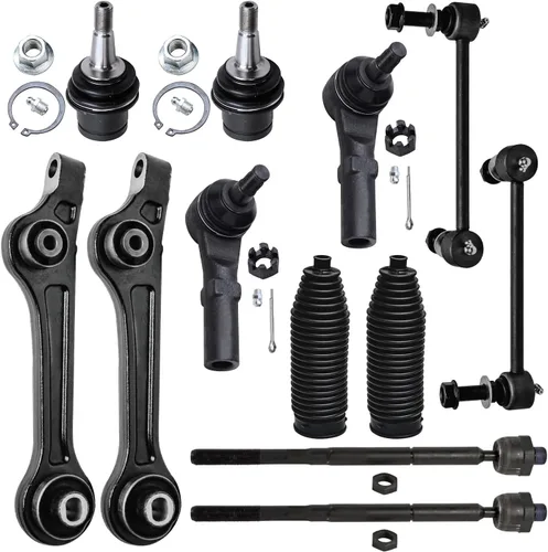 Vista 128 de Detroit Axle – 12 brazos de control superiores e inferiores delanteros con rótulas, barras de unión exteriores e interiores con topes, barras