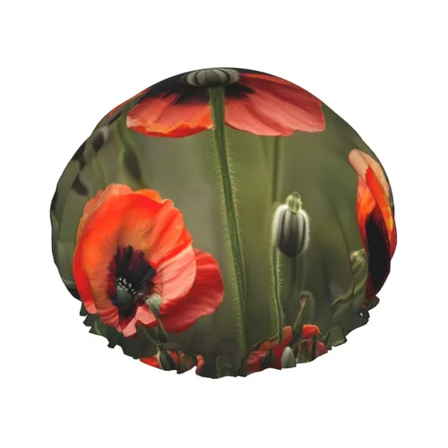Vista 11 de Gorro de ducha reutilizable con estampado de cerdo rosa para mujer, doble capa impermeable, gorro de baño de secado rápido