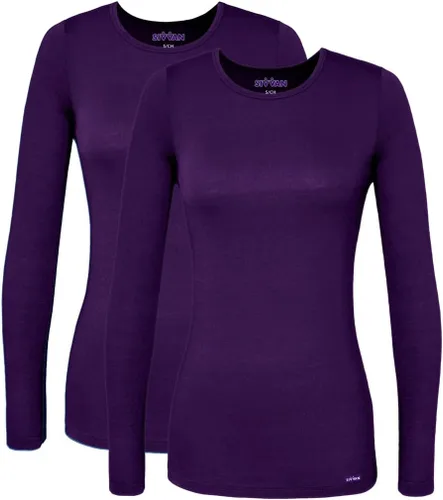 Vista 31 de Sivvan Scrubs for Women - Long Sleeve Comfort Underscrub Tee 2-Pack Negro