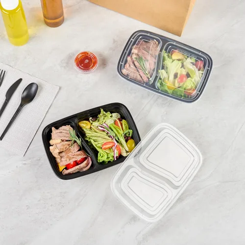 Vista 6 de Asporto - Cajas para llevar con compartimentos de 32 onzas, 50 recipientes para preparar comidas para microondas, 2 compartimentos, con tapas