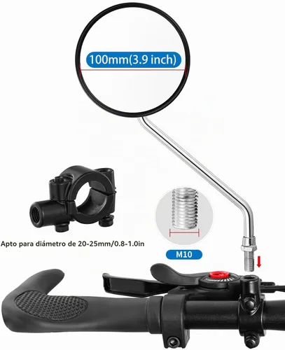 Vista 2 de Espejo Retrovisor de Manillar para Bicicleta, Universal Ajustable y Giratoria, Espejo Transparente para Bicicleta de Montaña, Bicicleta