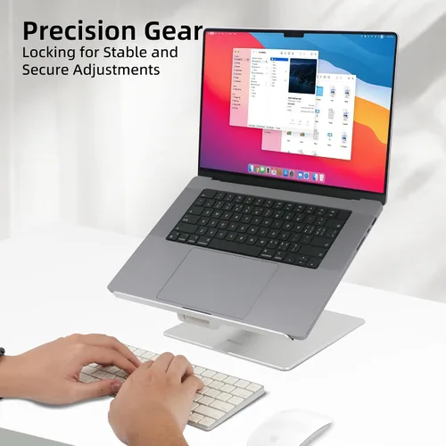 Vista 4 de Rmour MT2 - Soporte ajustable para laptop para escritorio, soporte plegable de aluminio para laptop, soporte elevador de pie para laptop, compatible