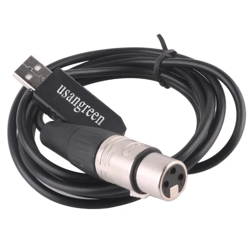 Vista 2 de Cable de interfaz USB a DMX512 FT232RNL Adaptador de controlador DMX de 3 pines XLR DMX cable para iluminación de escenario, compatible