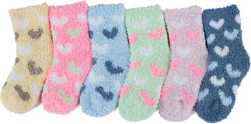 Vista 6 de Durio Calcetines para bebés y niñas, calcetines cálidos y mullidos, calcetines acogedores para niños, calcetines cálidos súper suaves atléticos