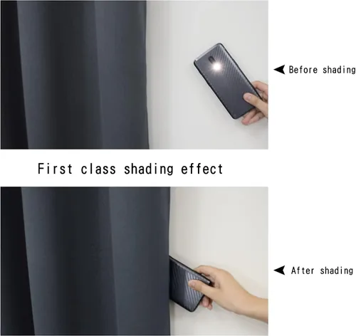 Vista 11 de Cortinas opacas para dormitorio con línea negra, 100 % opacas, con aislamiento térmico, cortinas largas para sala de estar, tratamiento de ventanas
