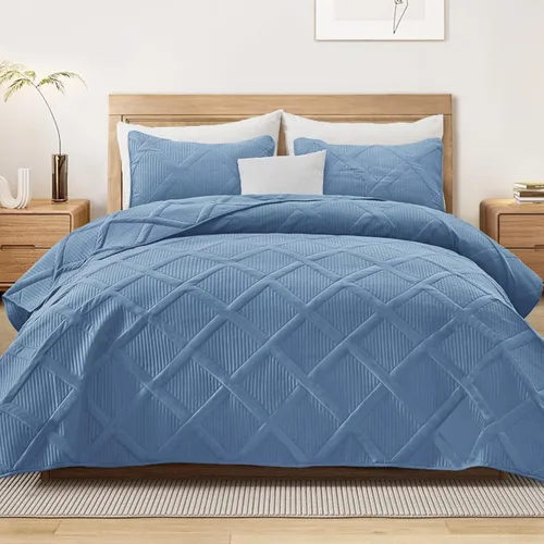 Vista 15 de Exclusivo Mezcla Twin Size Quilt Set, Black Soft Bedspreads with 1 Pillow Sham, Modern Striped Pattern, Lightweight Bedding Set Coverlets for All