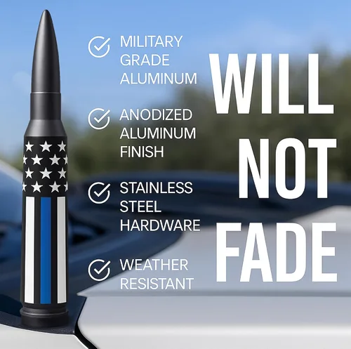 Vista 2 de EcoAuto Badass Bullet - Antena de repuesto para Dodge Ram y Ford F150 F250 F350 Super Duty Raptor Bronco Trucks – Diseño antirrobo – Antena de radio