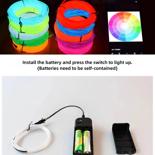 Vista 7 de Tira de luces LED de 360° – con opciones de alimentación de batería/USB – Luces LED flexibles para dormitorio, decoración del hogar, diseños