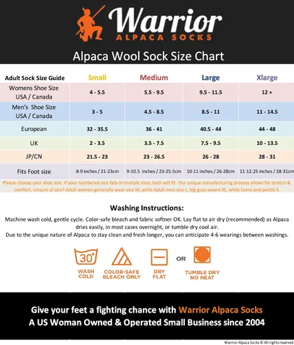 Vista 6 de Warrior Alpaca Socks - Calcetines deportivos de lana de alpaca para todo terreno Plantilla con forro de rizo Cómodo y cálido Hombres y mujeres
