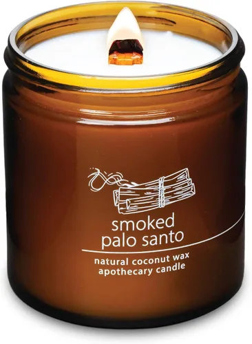 Vista 66 de Vela de mecha de madera agrietada Hemlock Park hecha a mano con cera de coco natural (grande de 16 oz, ámbar) Coconut Apricot Wax Crackling Wood