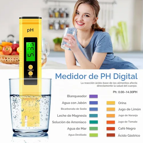 Vista 5 de Medidor de pH, medidor digital de pH para agua, 0.01 de alta precisión con rango de medición de pH 0-14 para hidroponía, bebida doméstica, piscina