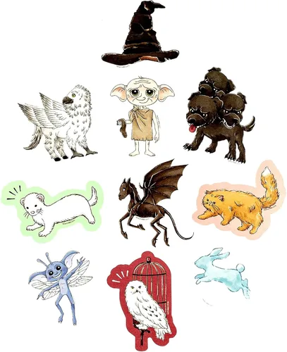 Vista 3 de Conquest Journals - Paquete de calcomanías de personajes e iconos mágicos de Harry Potter, 50 calcomanías, impermeables, resistentes a los arañazos