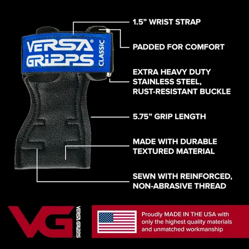 Vista 3 de Versa Gripps® Clásico, fabricado en los Estados Unidos, correas de muñeca para levantamiento de pesas, el mejor accesorio de entrenamiento