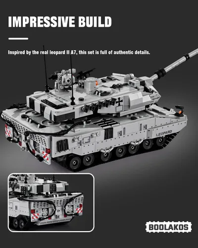 Vista 6 de Leopard II - Bloque de construcción de tanque de batalla principal, juego de juguetes de construcción de tanques militares para exhibir