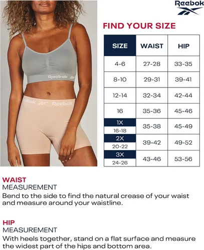 Vista 7 de Reebok Ropa interior para mujer y niño, paquete de 4 pantalones cortos sin costuras de pierna larga para mujer
